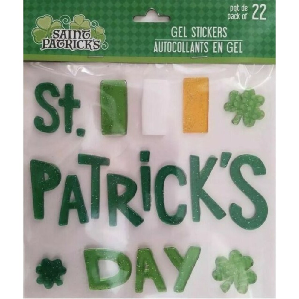 NEW Cute St‎ Patrick's Day Flag Lucky Clovers Shamrocks Window Gel Clings 22 ct!